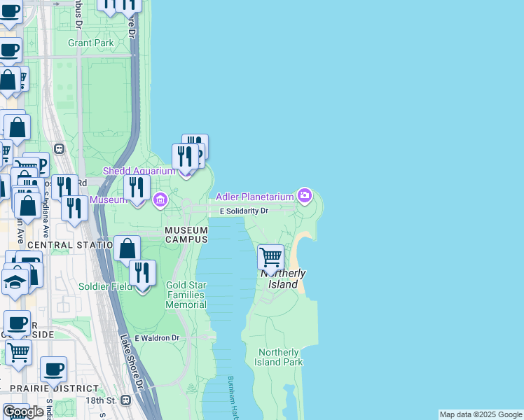 map of restaurants, bars, coffee shops, grocery stores, and more near in Chicago