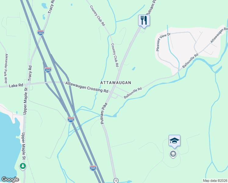 map of restaurants, bars, coffee shops, grocery stores, and more near 2 Ballouville Road in Killingly