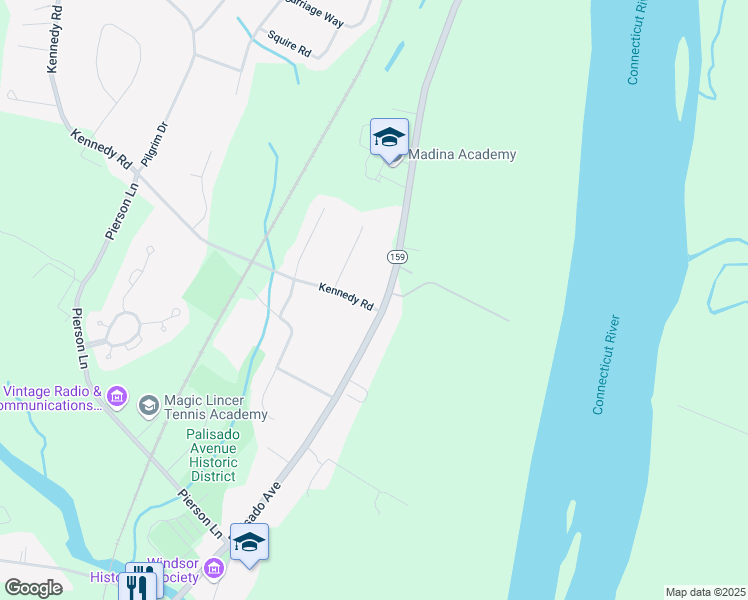 map of restaurants, bars, coffee shops, grocery stores, and more near 407 Palisado Avenue in Windsor