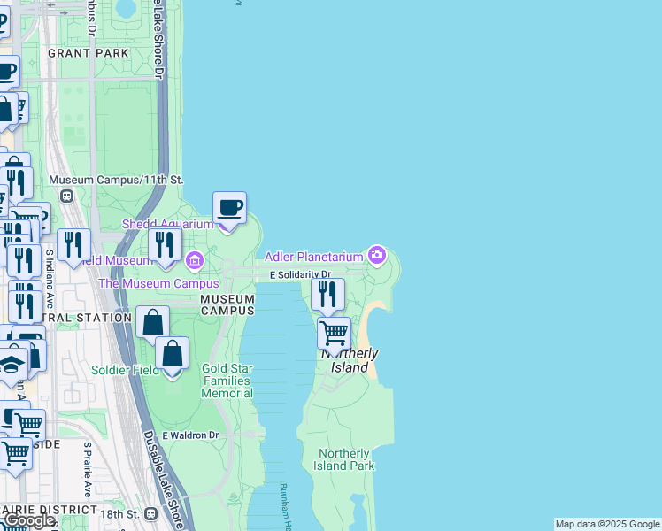 map of restaurants, bars, coffee shops, grocery stores, and more near in Chicago