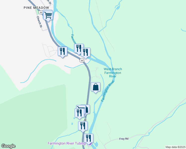 map of restaurants, bars, coffee shops, grocery stores, and more near 230 Main Street in New Hartford
