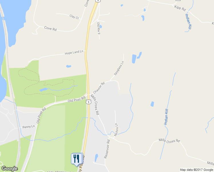 map of restaurants, bars, coffee shops, grocery stores, and more near 12 Chaucer Road in Staatsburg