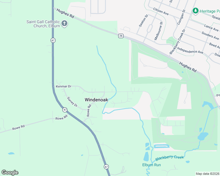 map of restaurants, bars, coffee shops, grocery stores, and more near 43W580 Kenmar Drive in Elburn