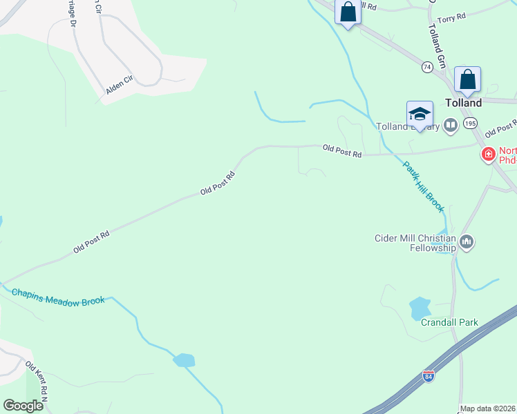 map of restaurants, bars, coffee shops, grocery stores, and more near 217 Old Post Road in Tolland