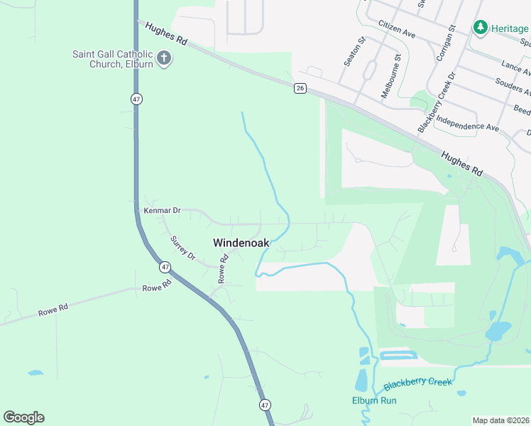 map of restaurants, bars, coffee shops, grocery stores, and more near 43W580 Kenmar Drive in Elburn