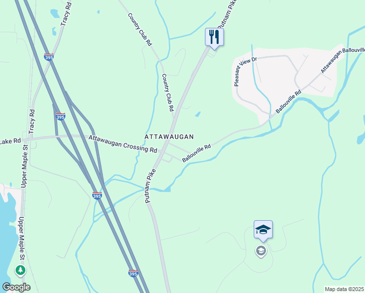 map of restaurants, bars, coffee shops, grocery stores, and more near 30 Church Street in Killingly