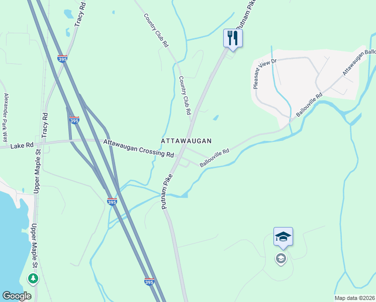 map of restaurants, bars, coffee shops, grocery stores, and more near 2 Ballouville Road in Killingly