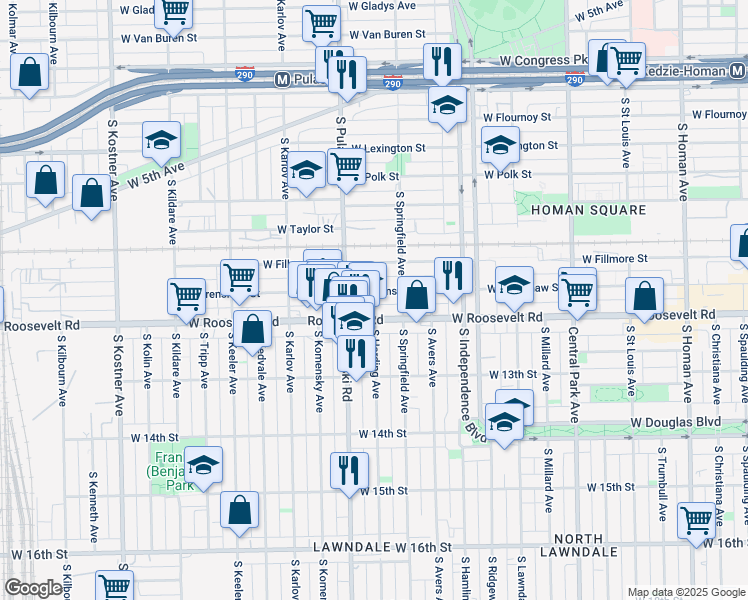map of restaurants, bars, coffee shops, grocery stores, and more near in Chicago