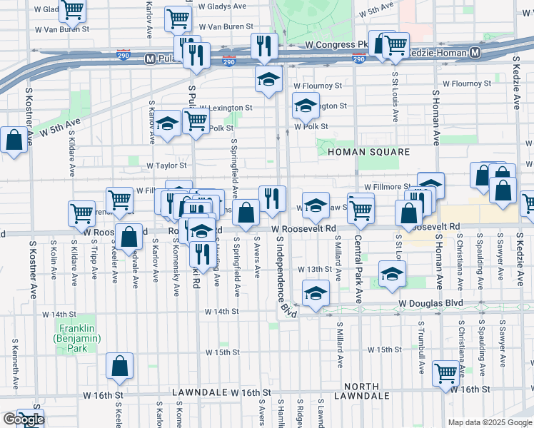 map of restaurants, bars, coffee shops, grocery stores, and more near in Chicago