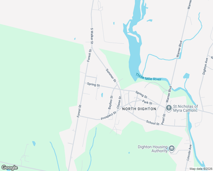 map of restaurants, bars, coffee shops, grocery stores, and more near 759 Spring Street in Dighton