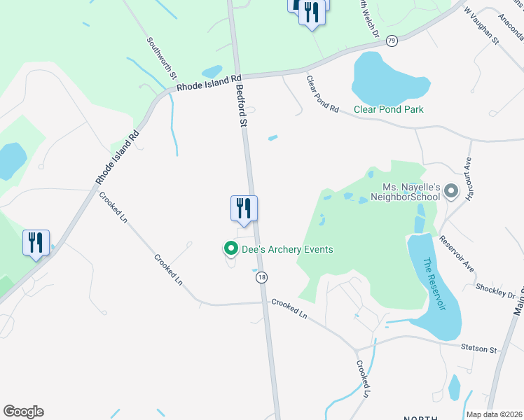 map of restaurants, bars, coffee shops, grocery stores, and more near 195 Bedford Street in Lakeville