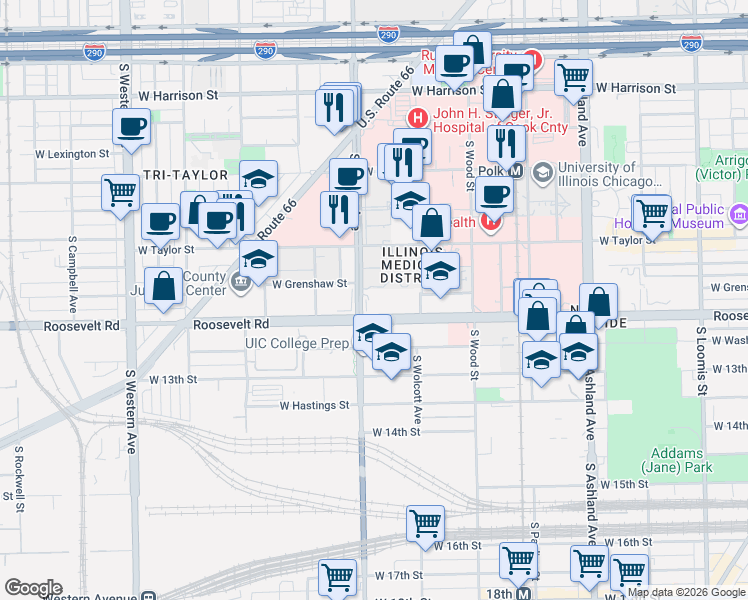 map of restaurants, bars, coffee shops, grocery stores, and more near 1020 North Winchester Avenue in Chicago