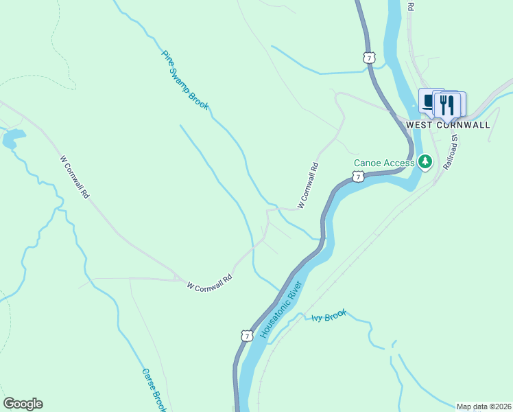 map of restaurants, bars, coffee shops, grocery stores, and more near 222 West Cornwall Road in Sharon