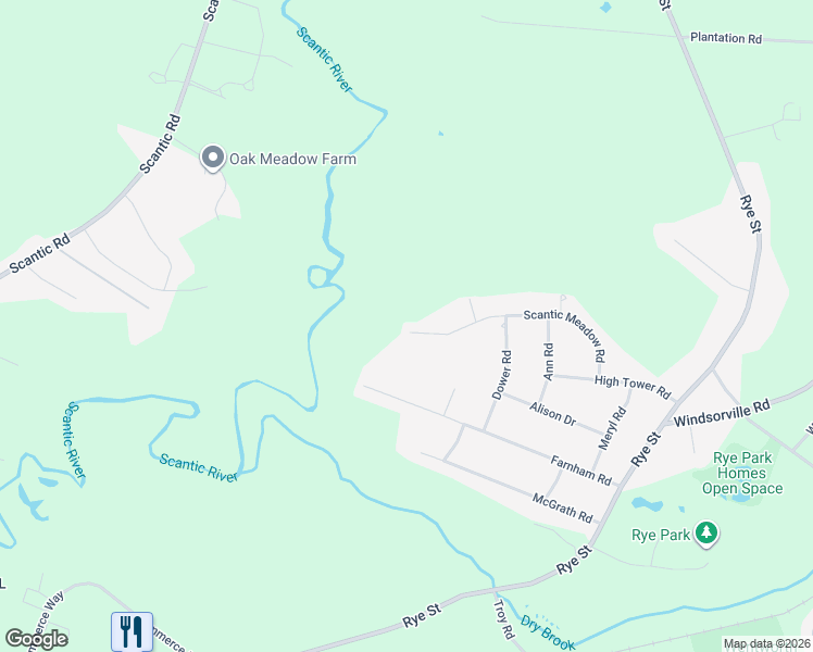 map of restaurants, bars, coffee shops, grocery stores, and more near 200 Scantic Meadow Road in South Windsor