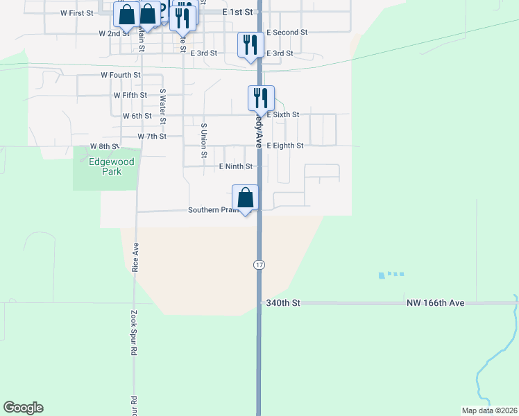 map of restaurants, bars, coffee shops, grocery stores, and more near 950 South Kennedy Avenue in Madrid
