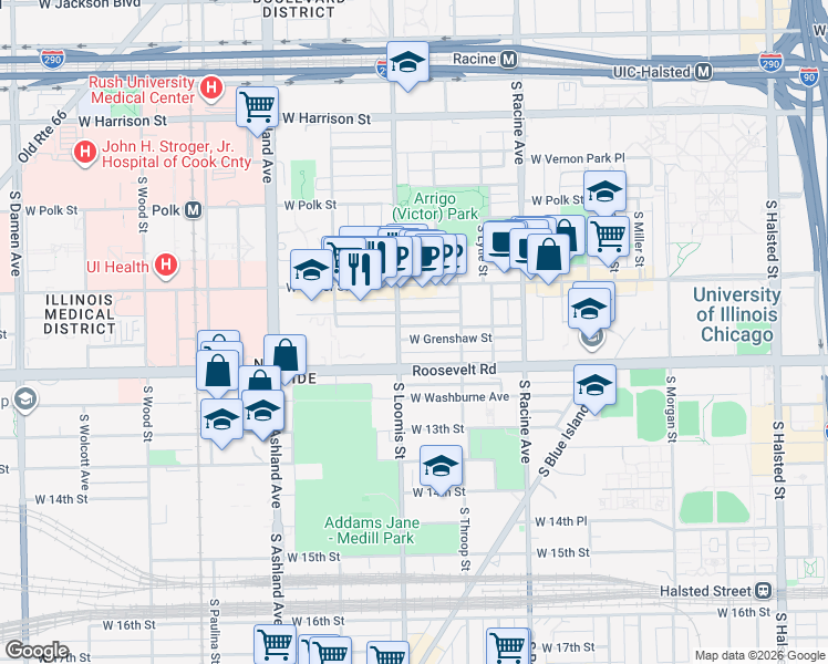 map of restaurants, bars, coffee shops, grocery stores, and more near in Chicago