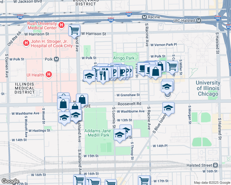 map of restaurants, bars, coffee shops, grocery stores, and more near in Chicago