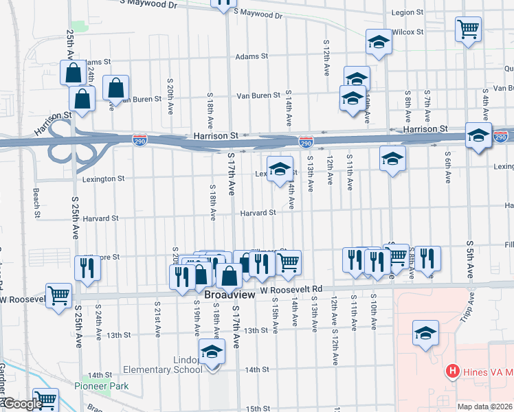 map of restaurants, bars, coffee shops, grocery stores, and more near 1936 16th Avenue in Broadview