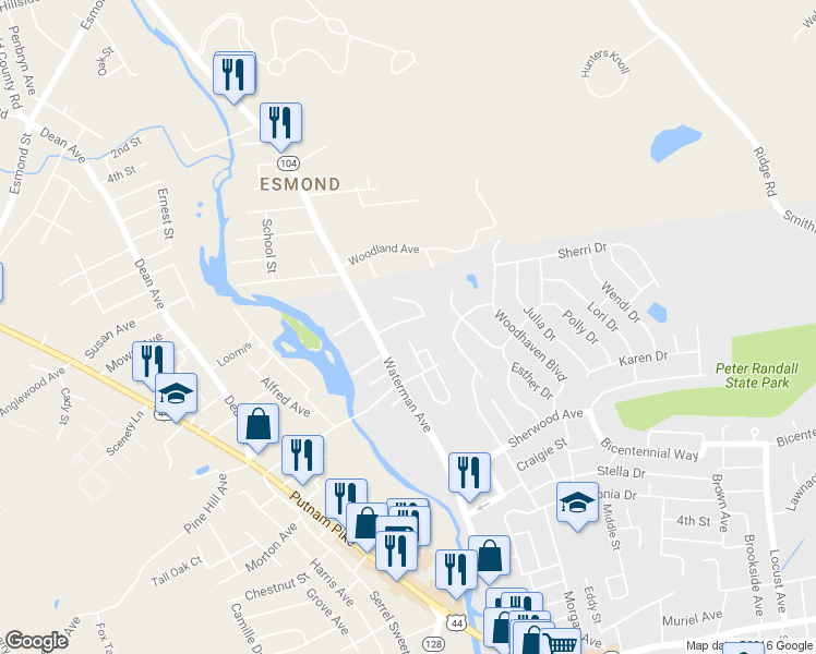 map of restaurants, bars, coffee shops, grocery stores, and more near 10 Nelson St in North Providence