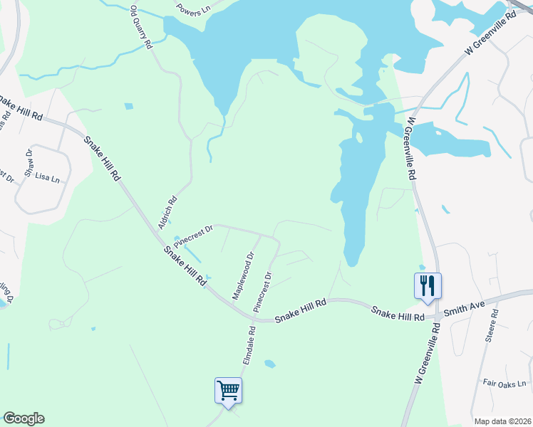 map of restaurants, bars, coffee shops, grocery stores, and more near 8 Robin Vale Drive in Glocester