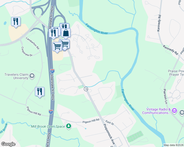 map of restaurants, bars, coffee shops, grocery stores, and more near 27 Hobson Avenue in Windsor