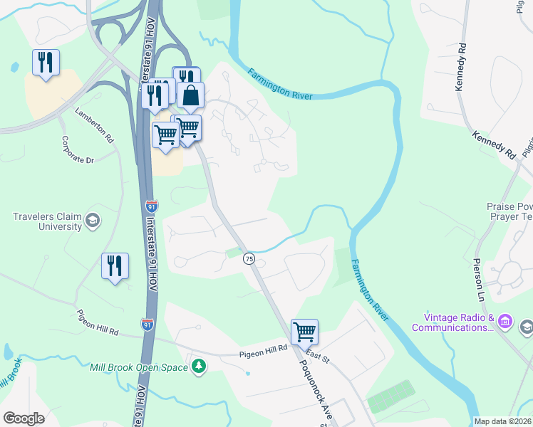 map of restaurants, bars, coffee shops, grocery stores, and more near 27 Hobson Avenue in Windsor