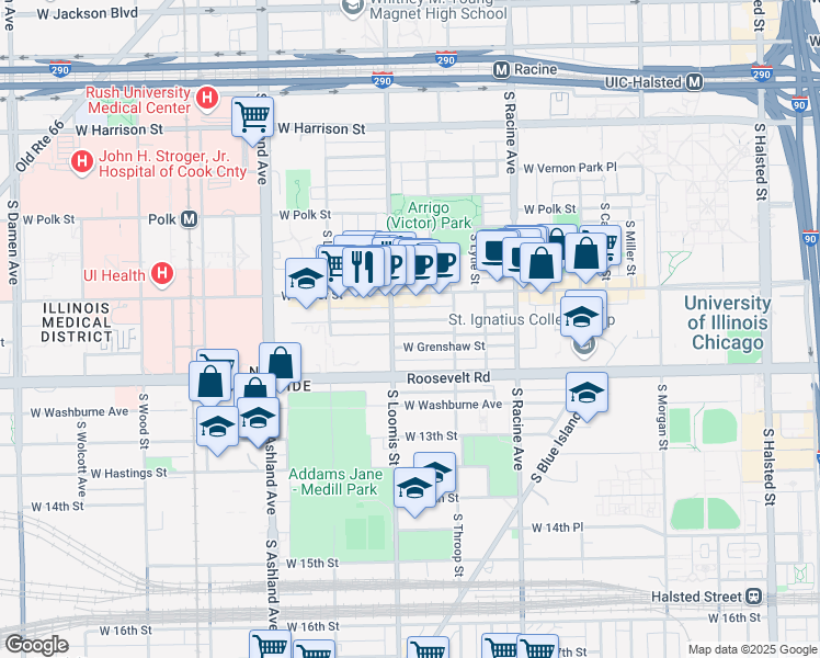map of restaurants, bars, coffee shops, grocery stores, and more near in Chicago