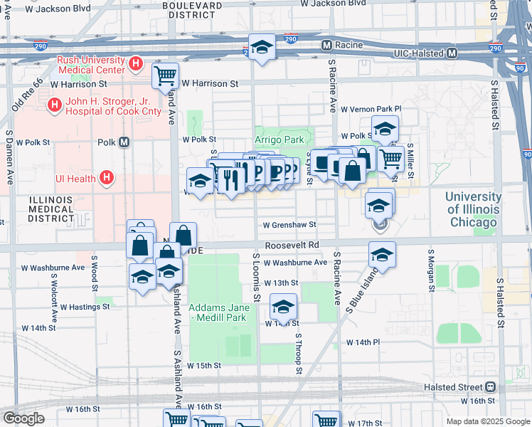 map of restaurants, bars, coffee shops, grocery stores, and more near in Chicago