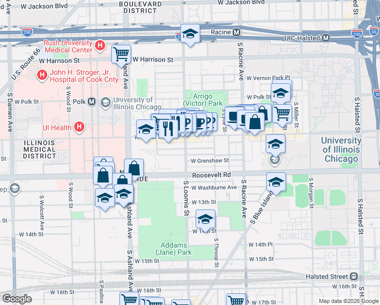 map of restaurants, bars, coffee shops, grocery stores, and more near in Chicago