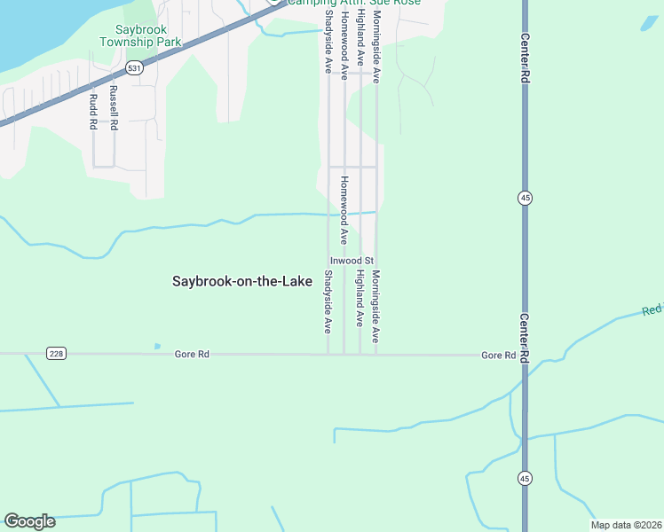 map of restaurants, bars, coffee shops, grocery stores, and more near Shadyside Avenue in Ashtabula