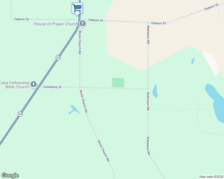 map of restaurants, bars, coffee shops, grocery stores, and more near 22722 Cemetery Street in Cassopolis