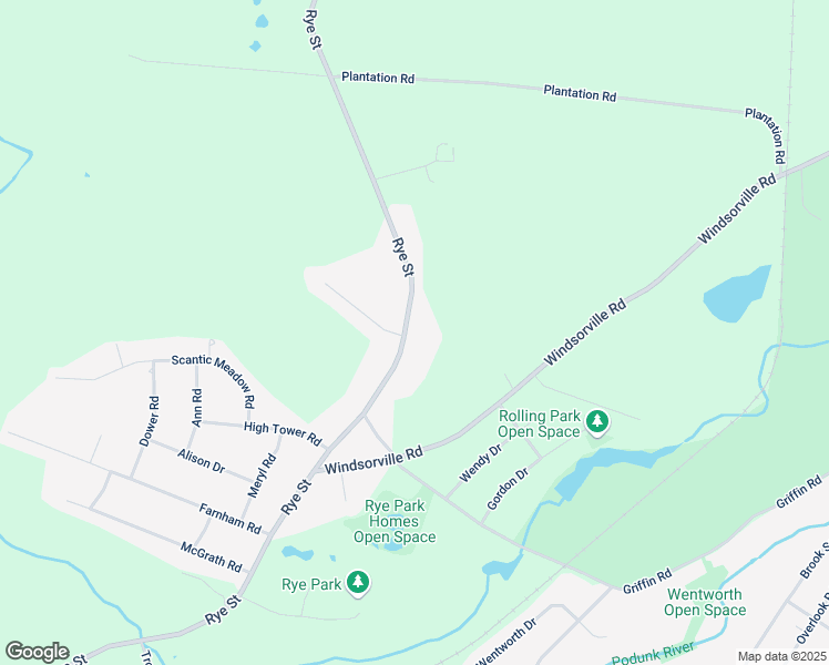 map of restaurants, bars, coffee shops, grocery stores, and more near 364 Rye Street in East Windsor