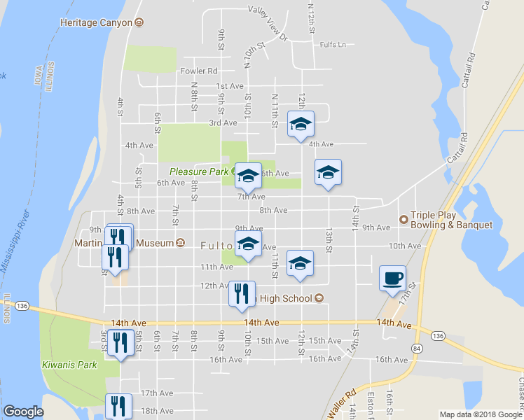 map of restaurants, bars, coffee shops, grocery stores, and more near 1051 8th Avenue in Fulton