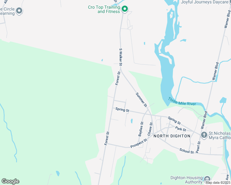 map of restaurants, bars, coffee shops, grocery stores, and more near 86 Forest Street in Dighton