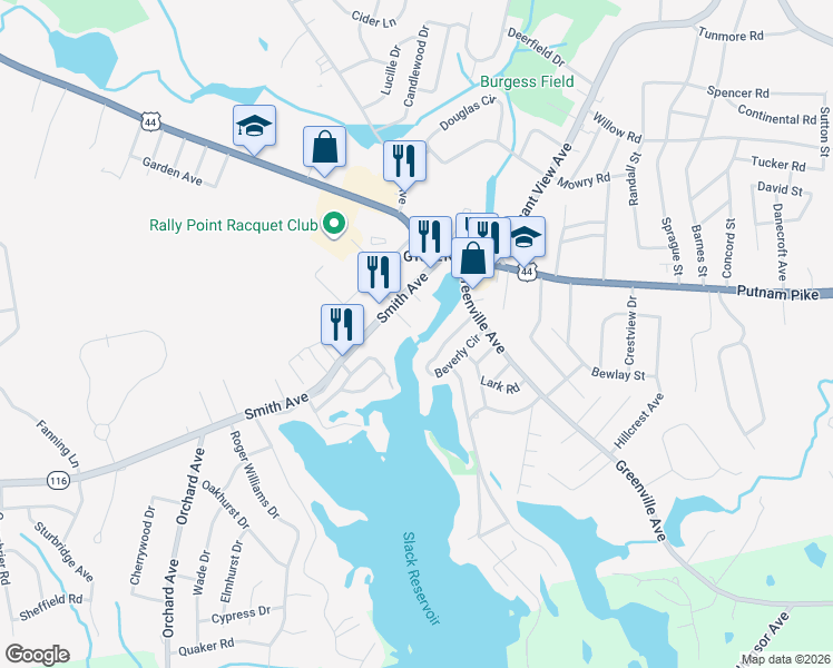map of restaurants, bars, coffee shops, grocery stores, and more near 20 Smith Avenue in Smithfield