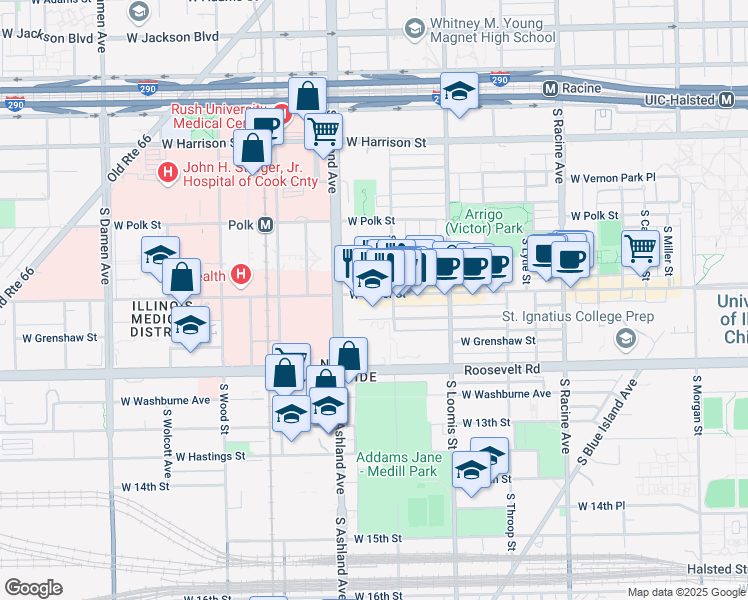 map of restaurants, bars, coffee shops, grocery stores, and more near in Chicago