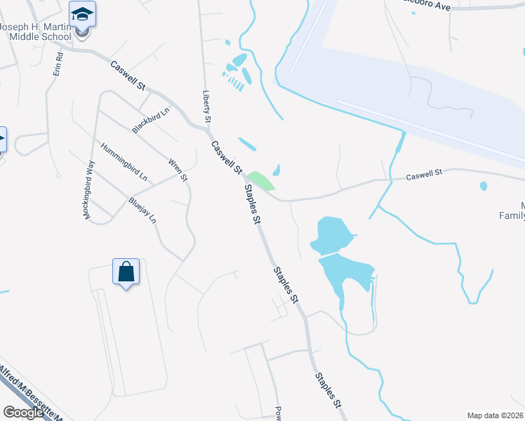 map of restaurants, bars, coffee shops, grocery stores, and more near 28 B Staples Street in Taunton