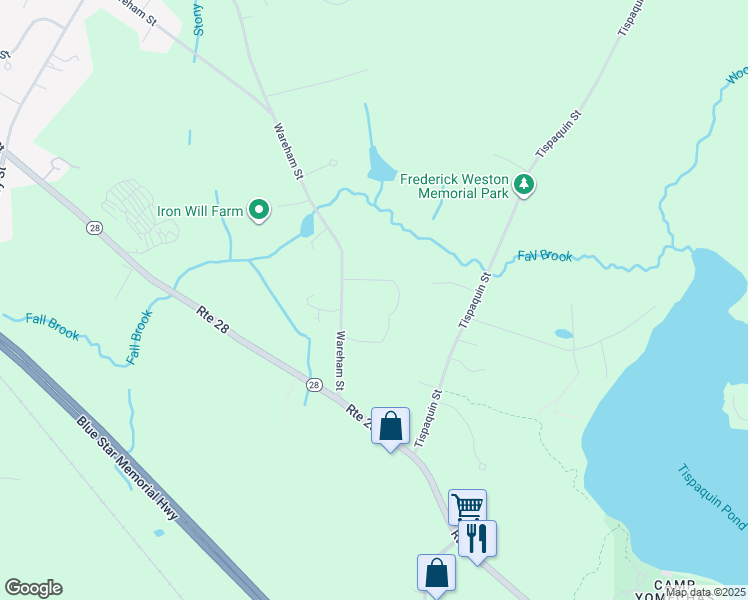 map of restaurants, bars, coffee shops, grocery stores, and more near 299 Wareham Street in Middleborough