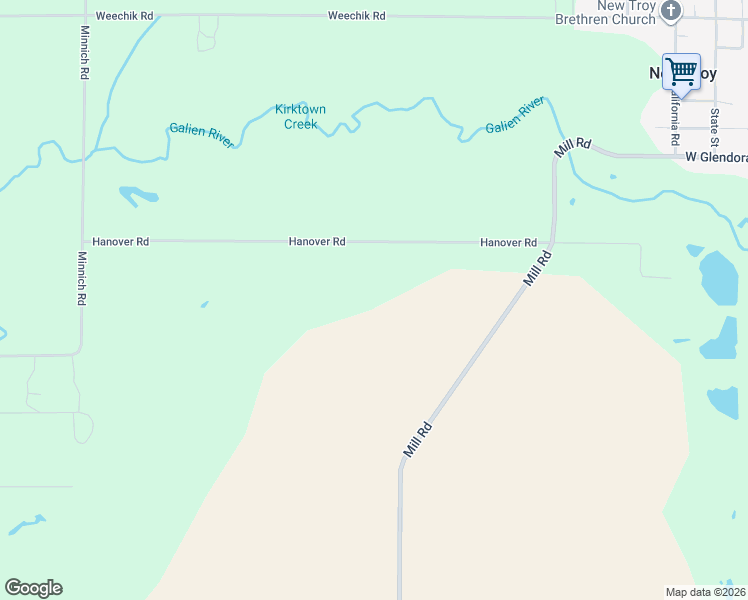 map of restaurants, bars, coffee shops, grocery stores, and more near 4574 Hanover Road in Sawyer
