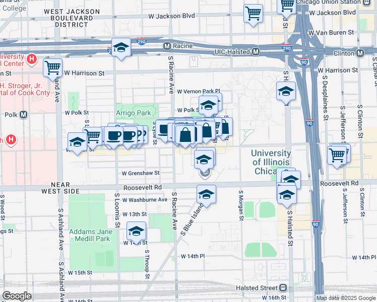 map of restaurants, bars, coffee shops, grocery stores, and more near in Chicago