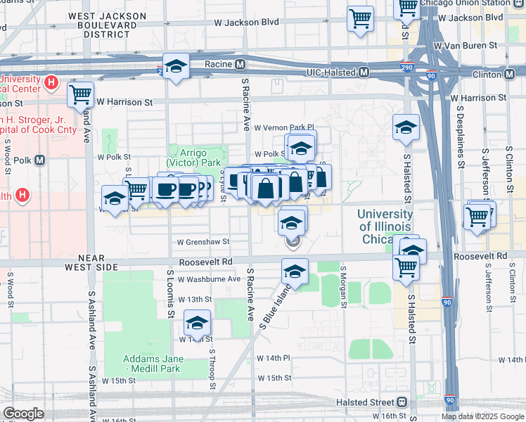 map of restaurants, bars, coffee shops, grocery stores, and more near in Chicago