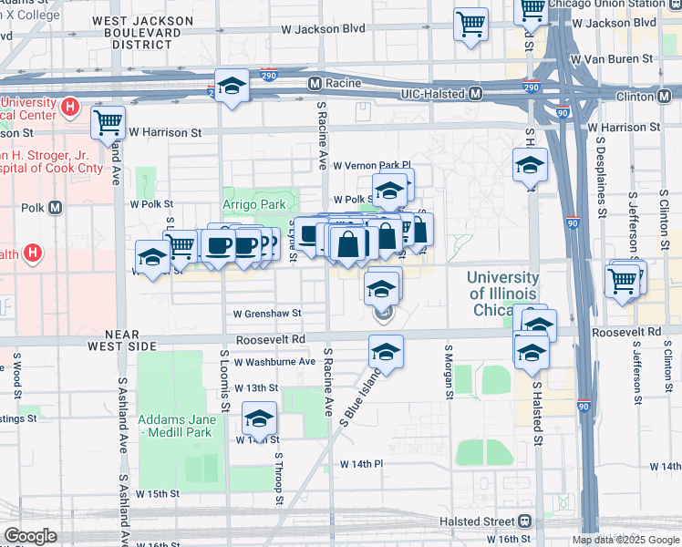 map of restaurants, bars, coffee shops, grocery stores, and more near in Chicago