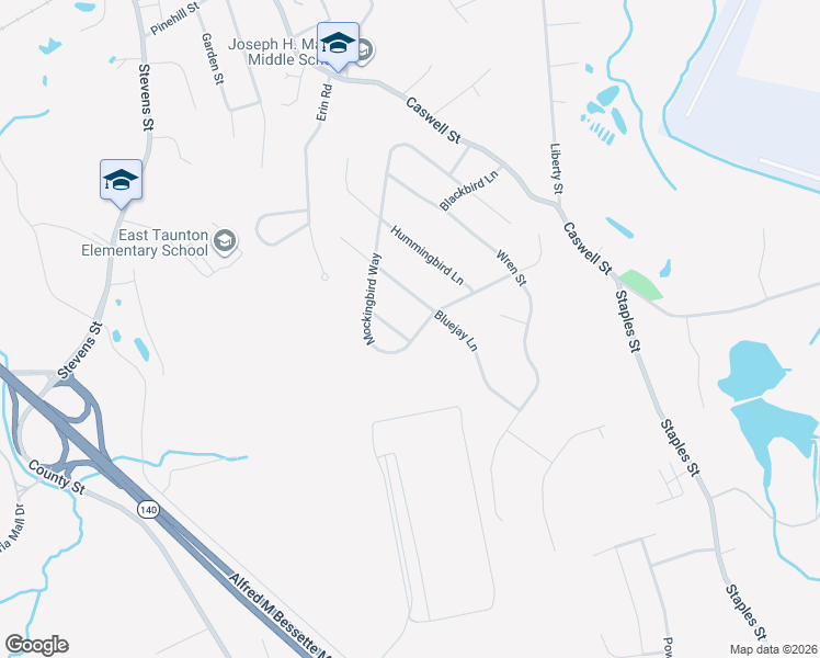 map of restaurants, bars, coffee shops, grocery stores, and more near 36 King Fisher Way in Taunton