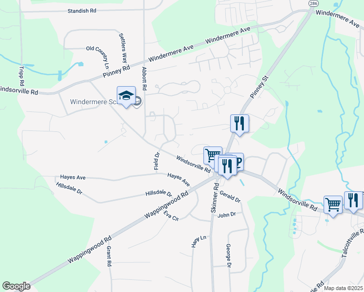 map of restaurants, bars, coffee shops, grocery stores, and more near 1 Abbott Road in Ellington