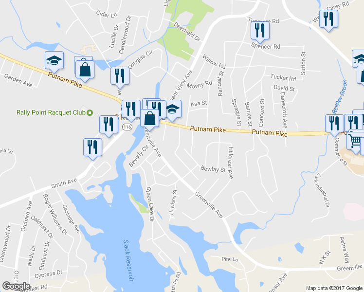 map of restaurants, bars, coffee shops, grocery stores, and more near 10 Hattie Avenue in Smithfield