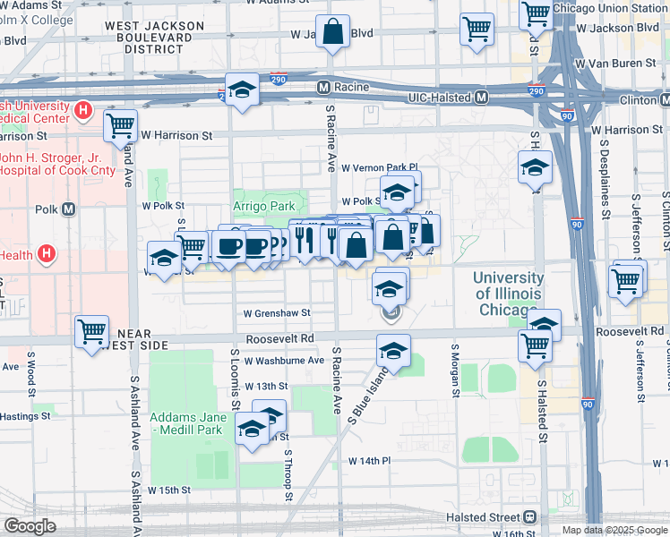 map of restaurants, bars, coffee shops, grocery stores, and more near in Chicago