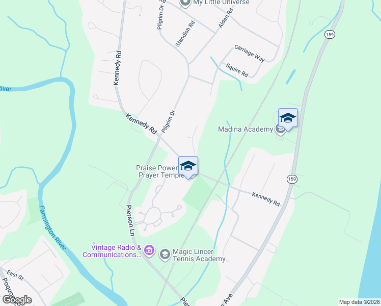 map of restaurants, bars, coffee shops, grocery stores, and more near 3 Canterbury Lane in Windsor