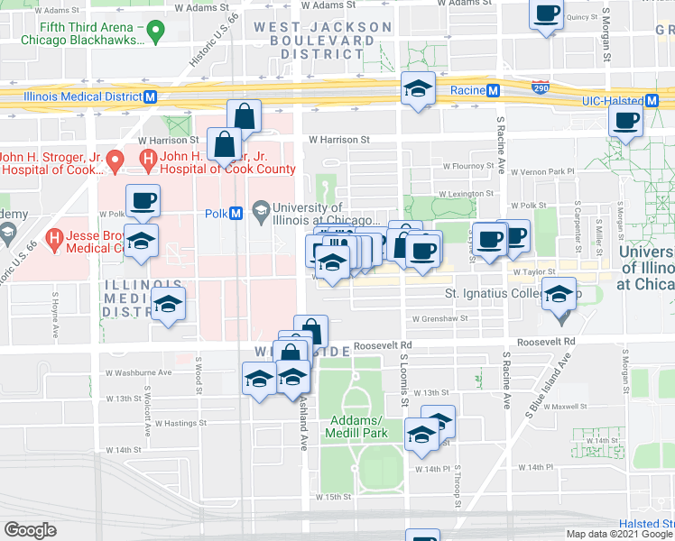map of restaurants, bars, coffee shops, grocery stores, and more near in Chicago