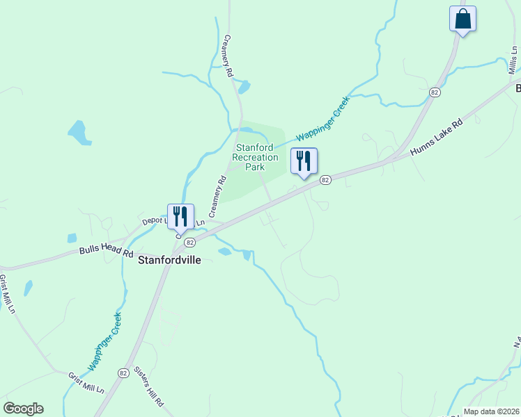 map of restaurants, bars, coffee shops, grocery stores, and more near 6031 Highway 82 in Stanfordville