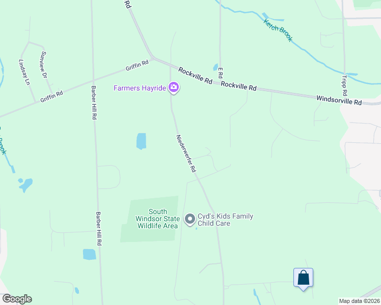 map of restaurants, bars, coffee shops, grocery stores, and more near 610 Niederwerfer Road in South Windsor